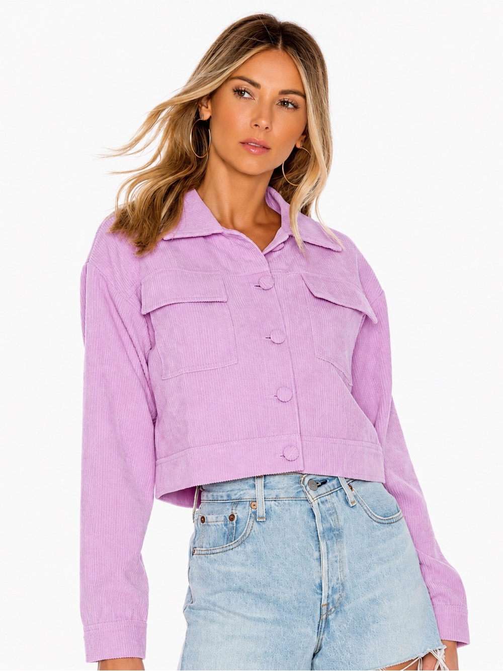 Lovers + Friends Lars Corduroy Jacket in Lilac/Size Small
